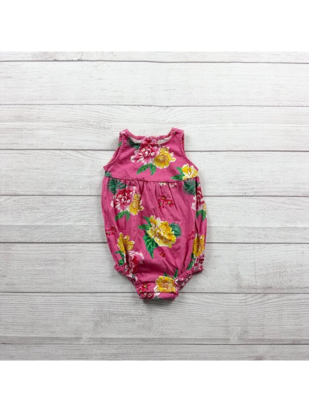 Old Navy Infant Girls Pink Floral Sleeveless Bubble Romper 12-18 Months